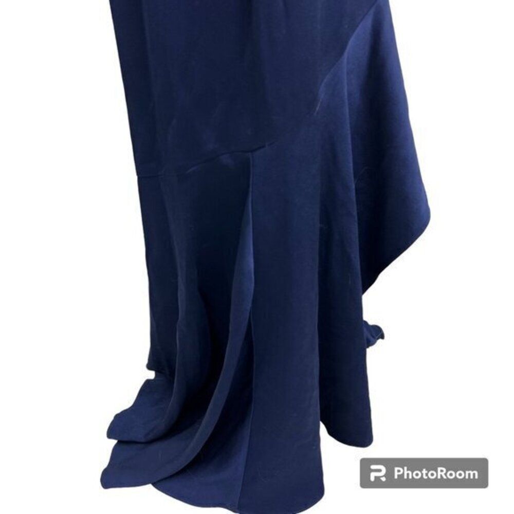 Shoshanna Midnight Montrose 6 Blue Dress Hi Low Navy High Neck Off Shoulder Maxi - Picture 9 of 14